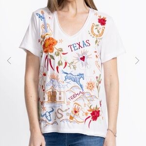 Johnny Was Multicolor Embroidered Texas Tee